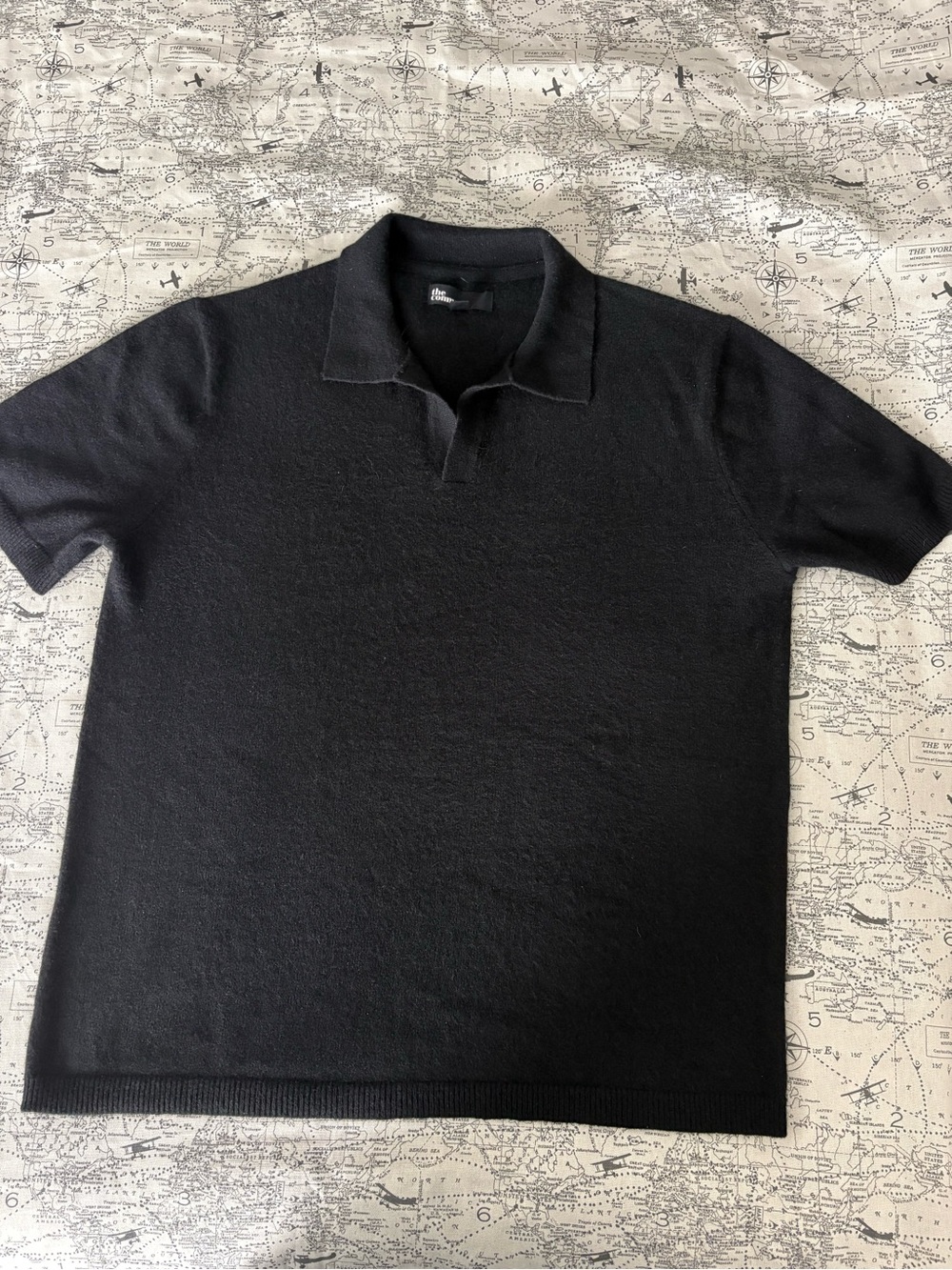 Men's Black Short-Sleeve Polo Knit Shirt